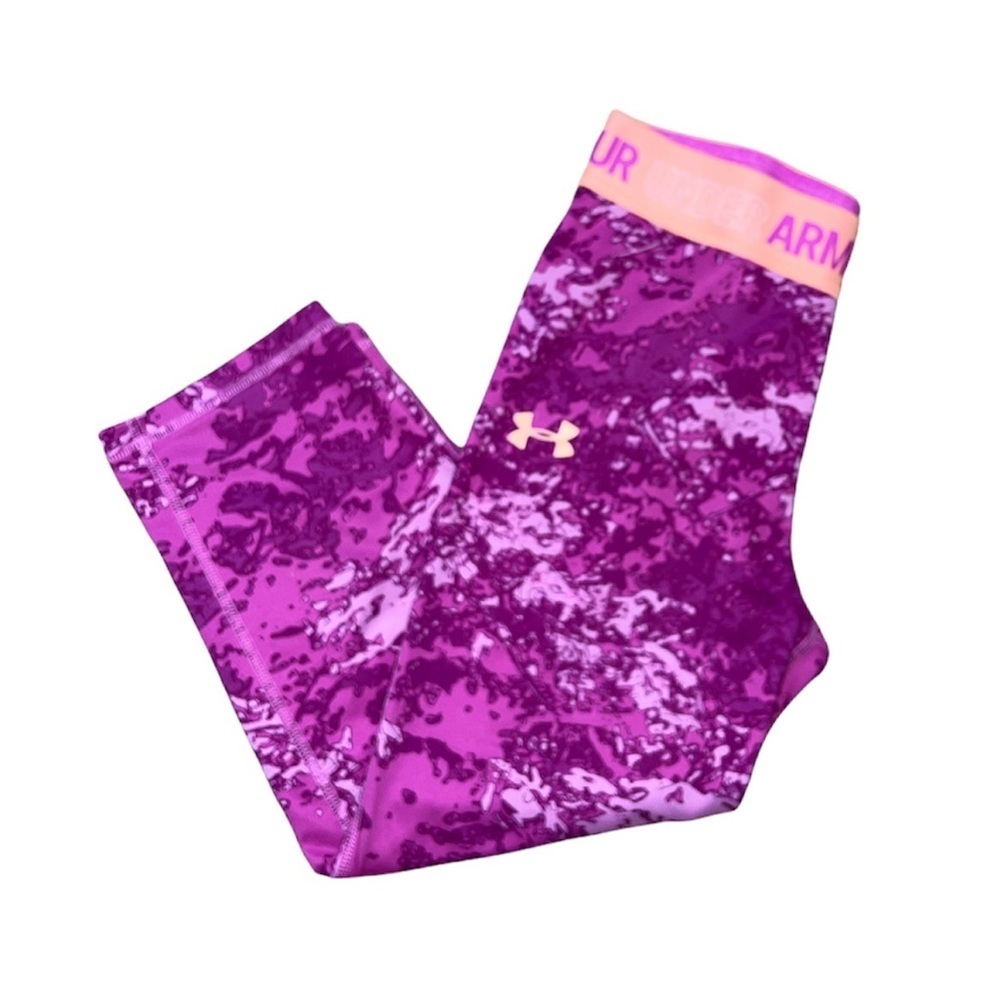 BNWOT Under Armour Purple Speckle Youth Girls Active Wear Leggings